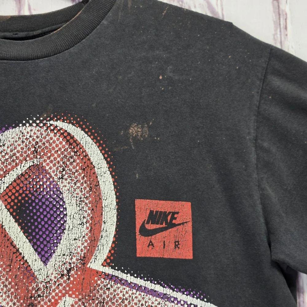 Vintage Nike Air T-Shirt Mens Black Single Stitch Bleached Distressed Thrashed M
